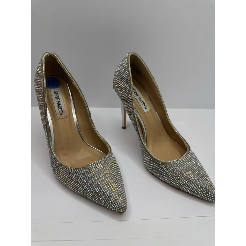 Steve Madden ALTISHA-R Embellished Rhinestone Pump Women's 6.5 Iridescent Pumps